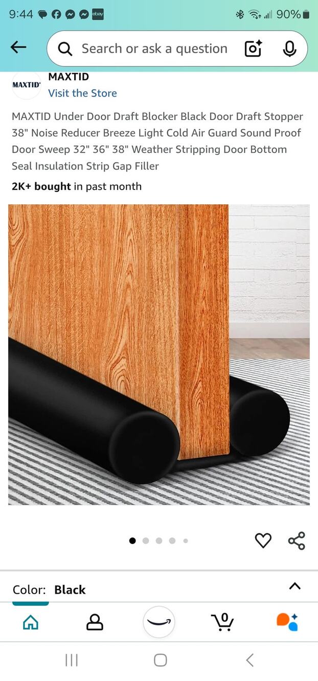 Maxtid Under Door Draft Blocker Double Door draft stopper 32 - 38 inch